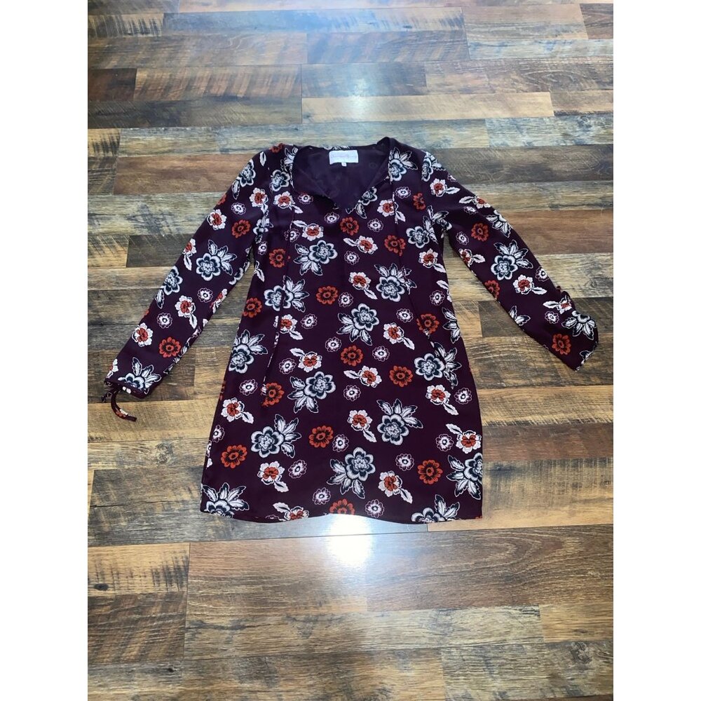 Charles Henry Maroon Floral Mini dress